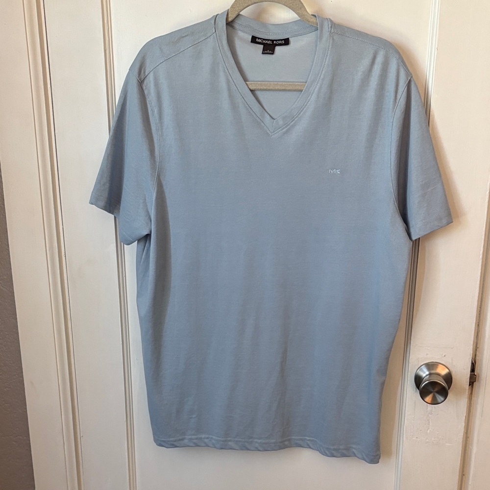 Michael Kors Sky Blue V-Neck Men's Tee